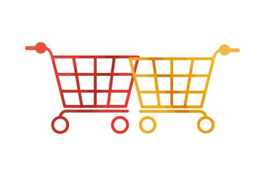 Alışveriş arabaları izole edilmiş simgeler pazarlar