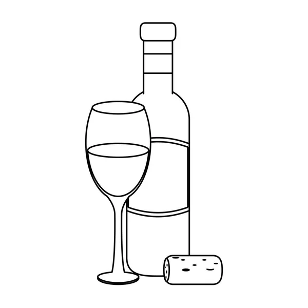 Wijnglas en kurkentrekker icoon ontwerp — Stockvector