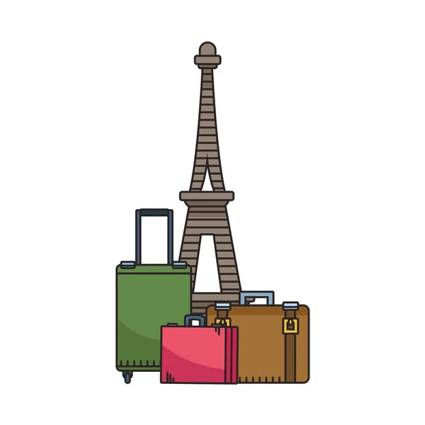 Utazótáska és Eiffel-torony kialakítása — Stock Vector