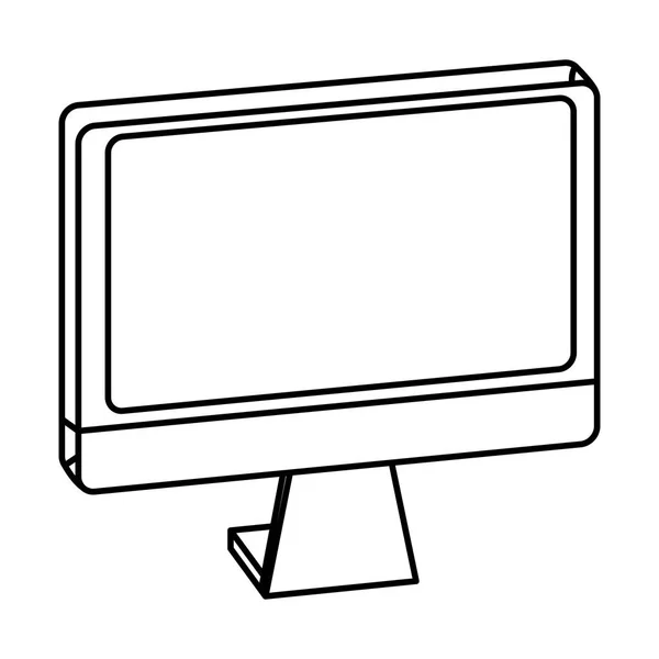 Schermo del computer simbolo isometrico in bianco e nero — Vettoriale Stock