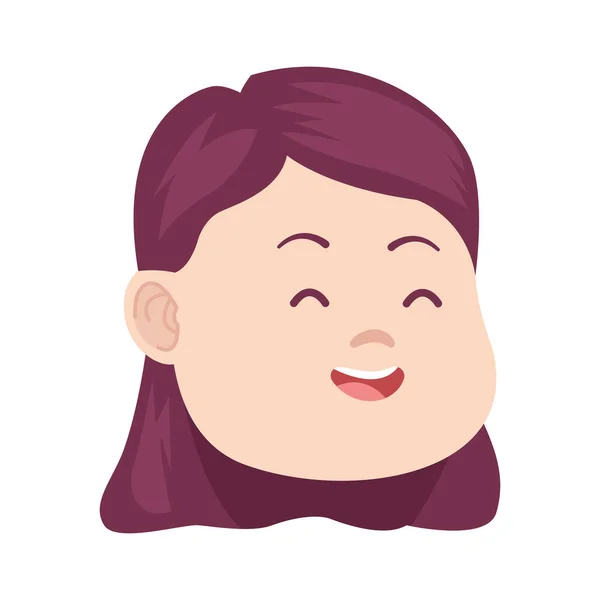 Desenho animado menina rosto sorridente ícone — Vetor de Stock
