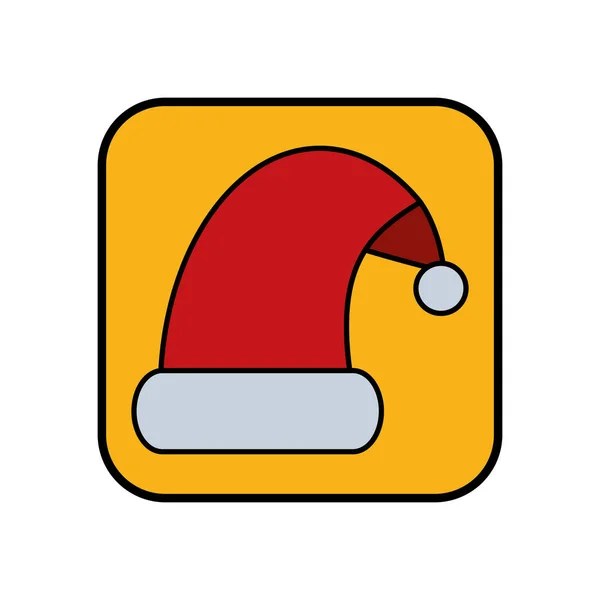 Frohe Weihnachten Weihnachtsmann Hut Ikone — Stockvektor