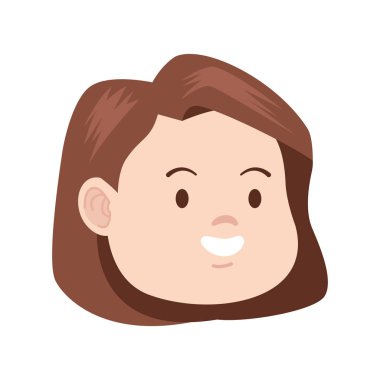 kız gülen ikon, düz tasarım