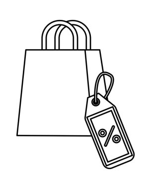 Alışveriş çantası ve etiket pazarlama simgesi