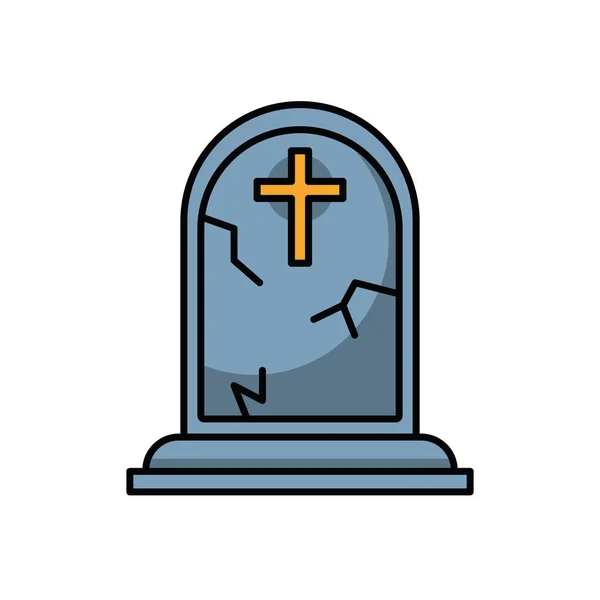 Νεκροταφείο κοιμητήριο με σταυρό εικονίδιο — Διανυσματικό Αρχείο