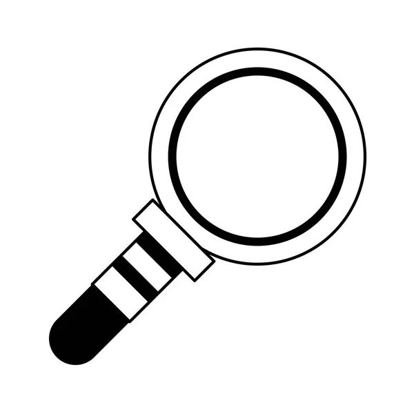 Magnifying glass lab len cartoon in black and white — стоковый вектор