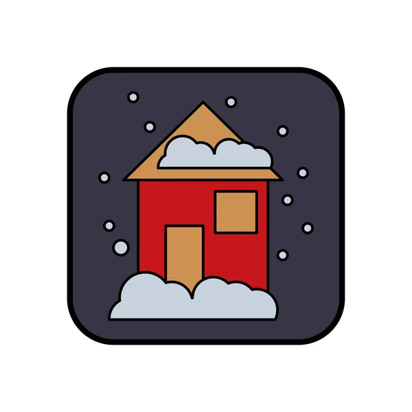Happy merry christmas house with winter storm — Stock Vector