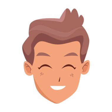 Adam gülen çizgi film ikonu, düz tasarım