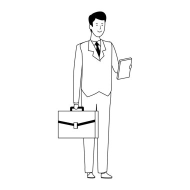 karikatür işadamı simgesi, düz tasarım