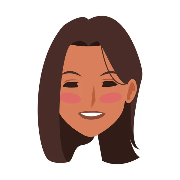 Desenhos animados ícone de rosto de mulher feliz — Vetor de Stock
