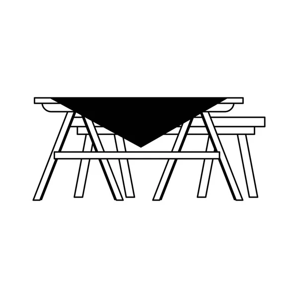 Picnic table with tablecloth, flat design — 스톡 벡터