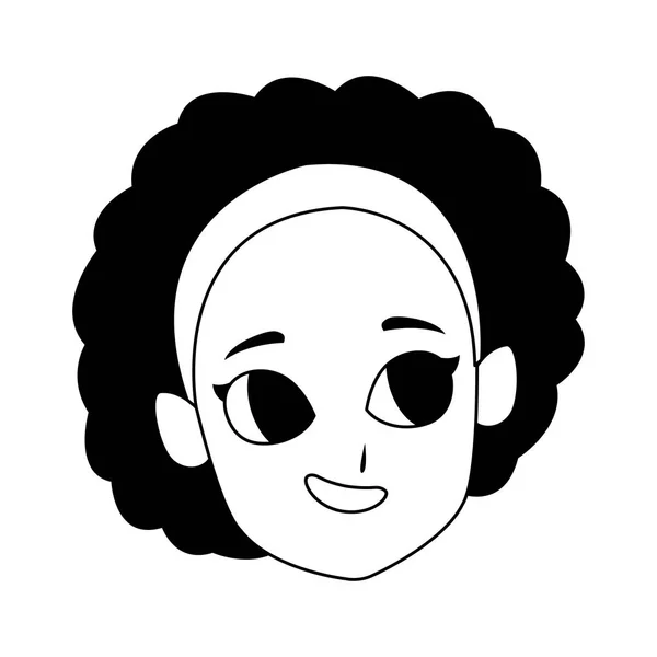 Gelukkig meisje gezicht icoon, plat ontwerp — Stockvector