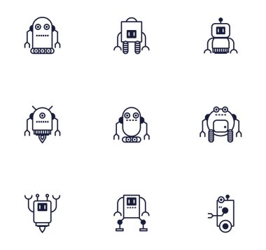 Bir yığın robot cyborg simgeleri