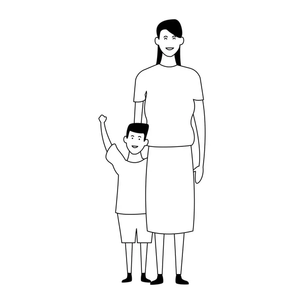 Mãe e filha de pé ícone, design plano —  Vetores de Stock