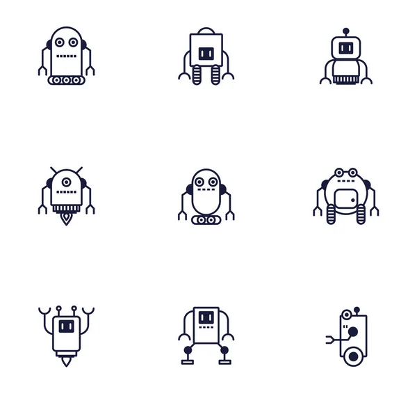 Paquete de robots cyborg set iconos — Vector de stock