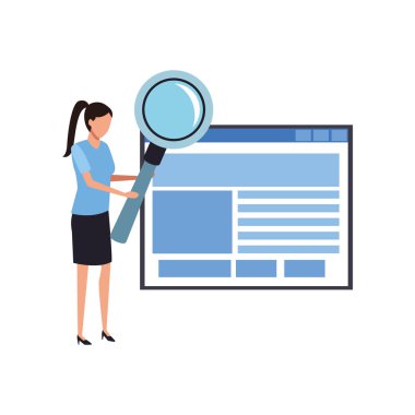 Büyük lupe simgesi olan avatar kadın