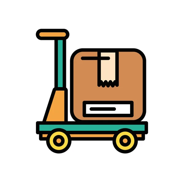 Cart with box carton postal service — Stock Vector