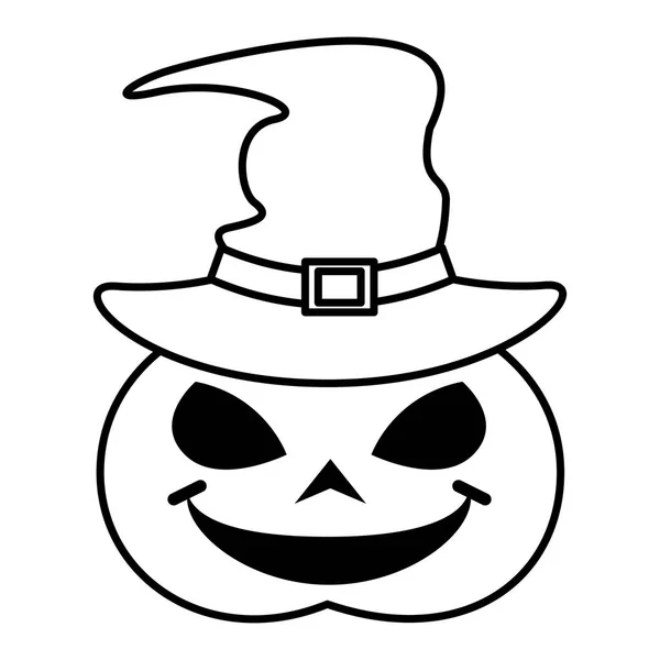 Citrouille d'Halloween avec chapeau de sorcière — Image vectorielle