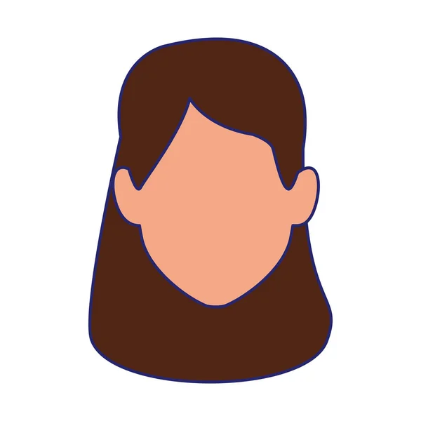 Mulher padrão com cabelo longo, design plano — Vetor de Stock