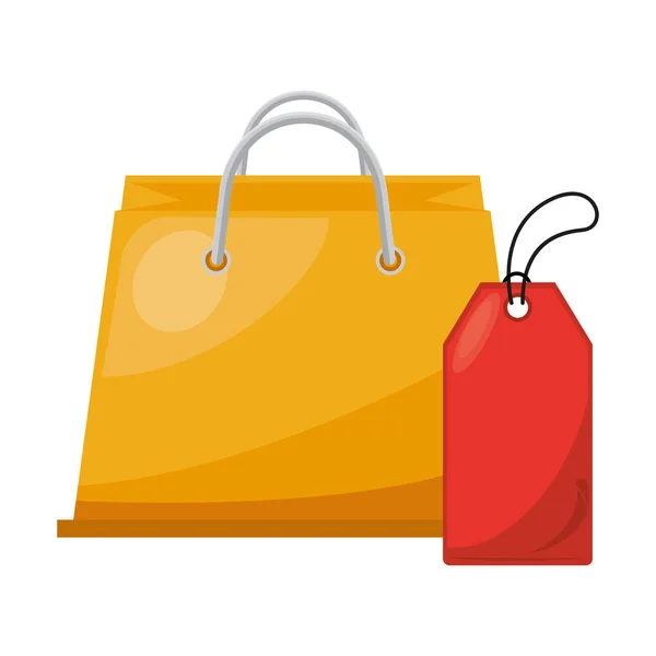 Saco de compras e ícone de marketing tag — Vetor de Stock