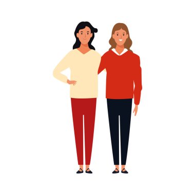 karikatür kadın arkadaş simgesi, düz tasarım