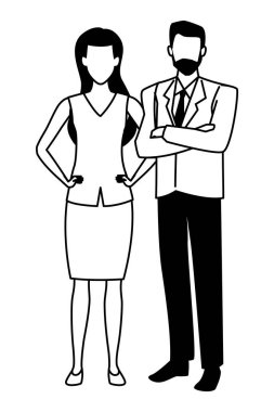 Siyahlı beyazlı girişimci çift.