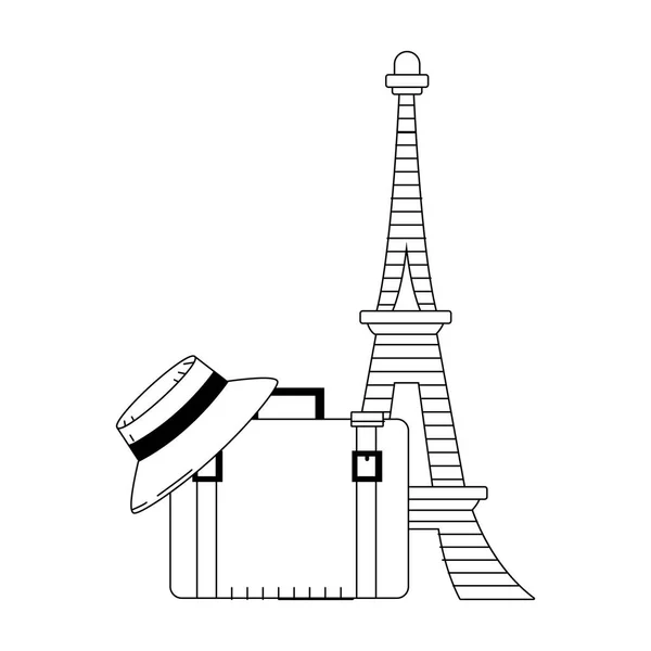 Reiskoffers en Eiffeltoren ontwerp — Stockvector