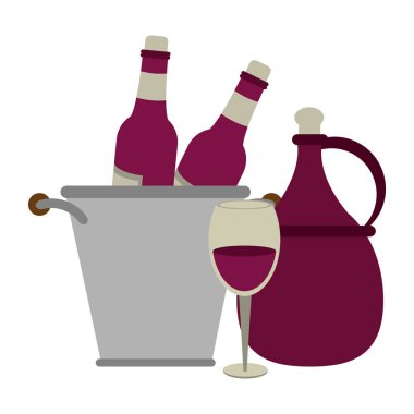 Şarap şişeleri ve buz kovası tasarımı