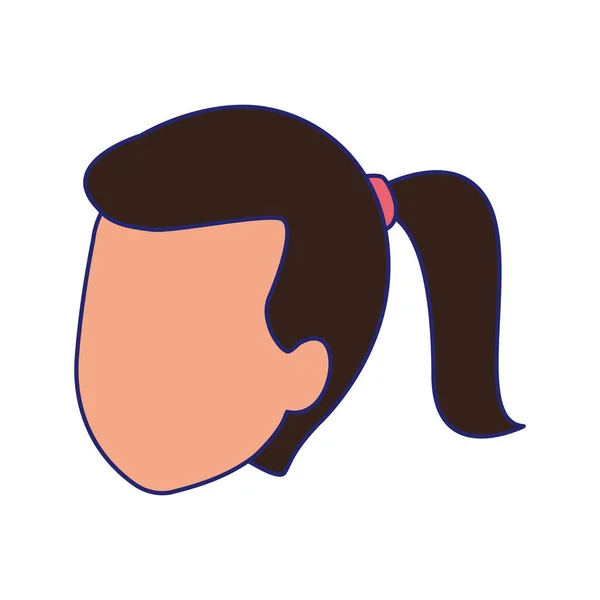 Mujer avatar con cola de pelo, diseño plano colorido — Vector de stock