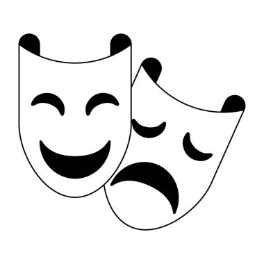 siyah beyaz parti maskeleri şenlikli kutlama karikatür