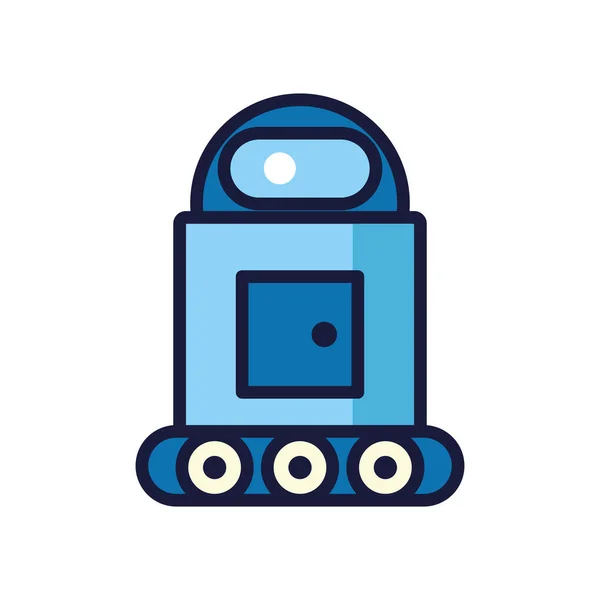 Robot with wheels cyborg isolated icon — Stock Vector