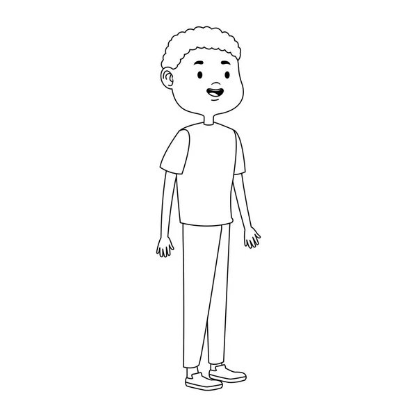 Cartoon Tennage Boy Ikone, flaches Design — Stockvektor