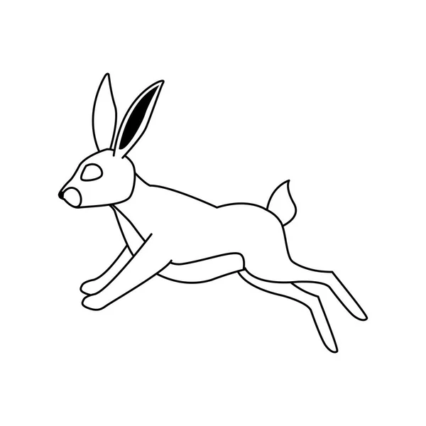 Icône de saut de lapin dessin animé, design plat — Image vectorielle