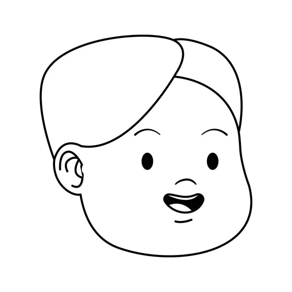 Karikatur glücklicher Junge Gesicht Ikone, flaches Design — Stockvektor
