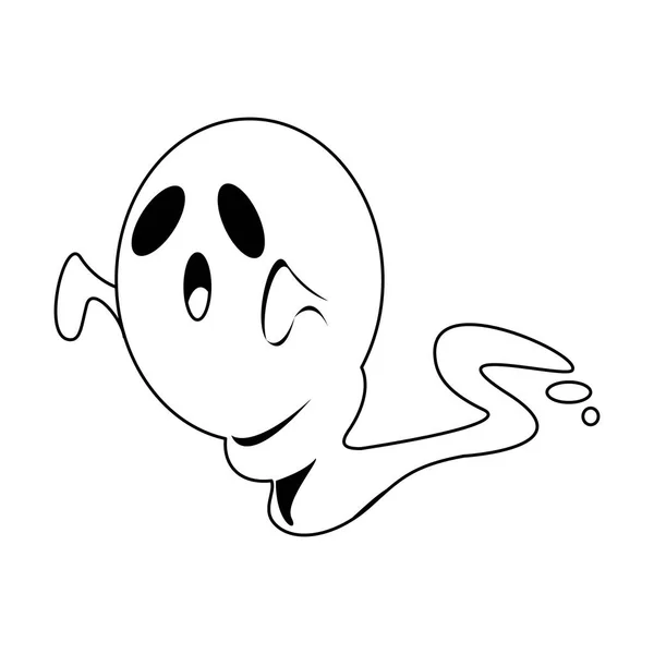 Halloween octobre effrayant dessin animé de célébration en noir et blanc — Image vectorielle