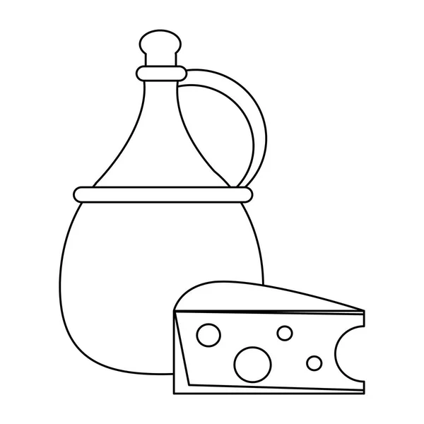 Jug of wine and cheese design — 스톡 벡터