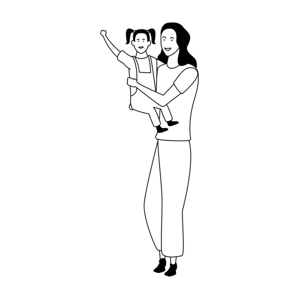 Mère et petite fille design — Image vectorielle