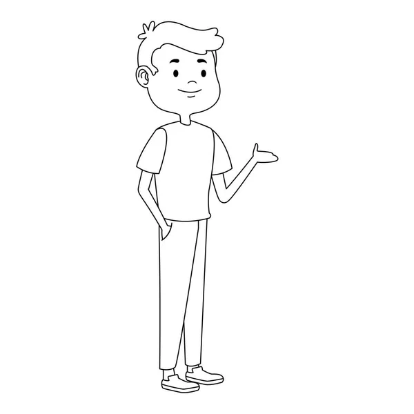 Kreskówki nastolatek chłopiec stojący, płaski projekt — Wektor stockowy