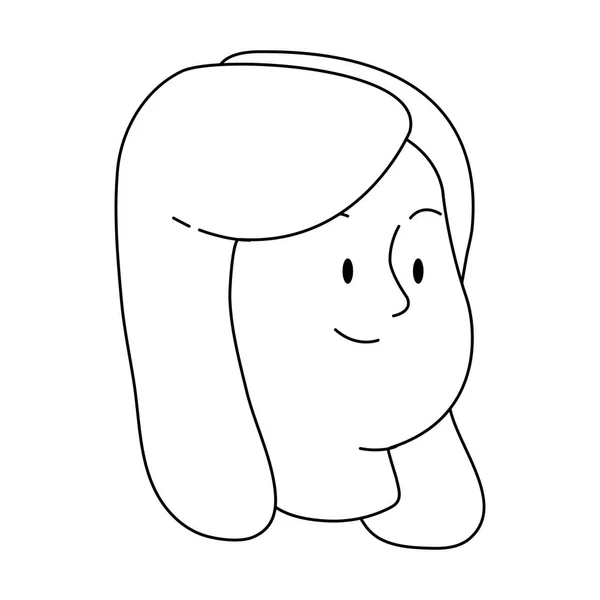 Cartoon tiener meisje gezicht pictogram, plat ontwerp — Stockvector