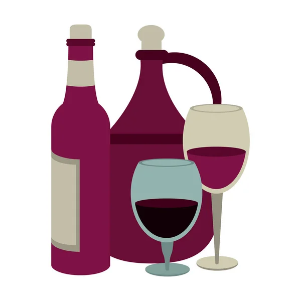 ワイングラスとワインアイコン画像のジャグフラットデザイン — ストックベクタ