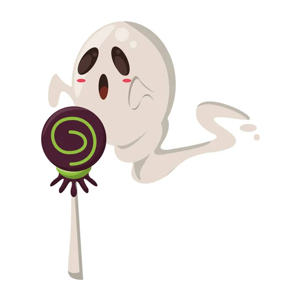 Halloween sweet lollipop and ghost — 스톡 벡터