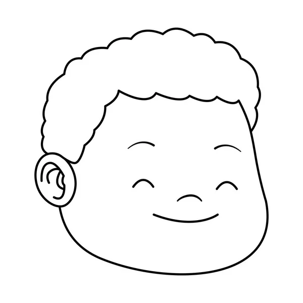 Dessin animé garçon avec icône de cheveux bouclés, design plat — Image vectorielle