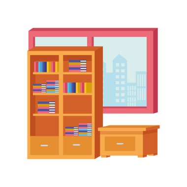 Ofis ve işyeri elemanları çizgi film