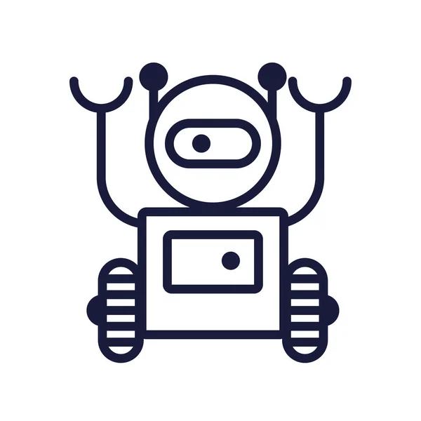 Robot con ruote icona isolata cyborg — Vettoriale Stock