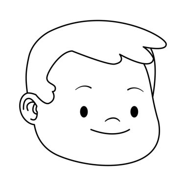 Sevimli çizgi film çocuğu yüz ikonu, düz tasarım.