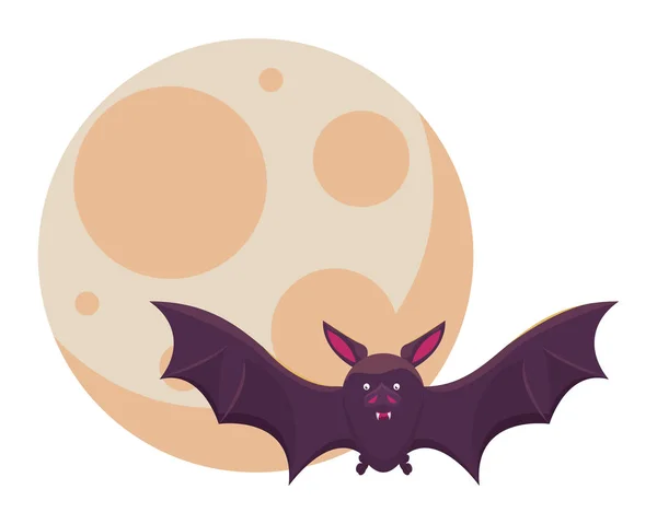 Halloween murciélago volando con luna — Archivo Imágenes Vectoriales