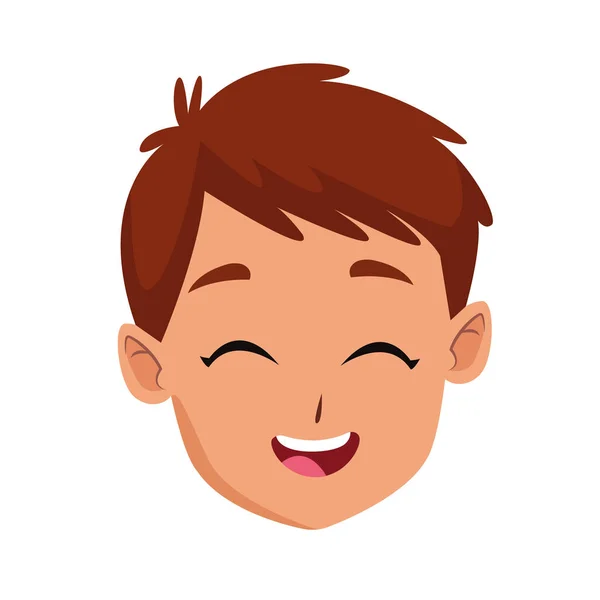 Icône de visage enfant heureux, design plat — Image vectorielle