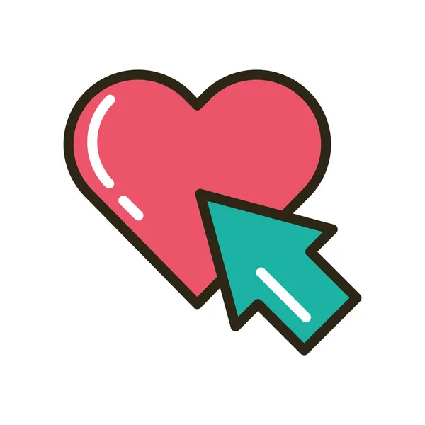 Happy valentines day heart with arrow pointer — Stock Vector