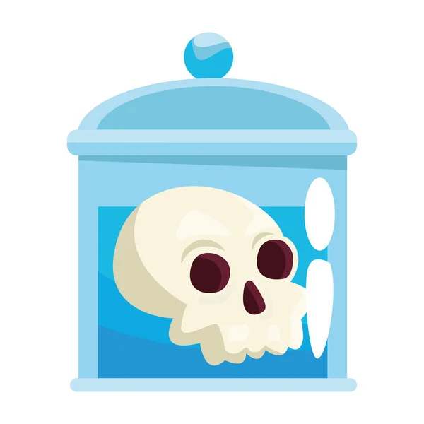 Halloween head skull in bottle — Stock Vector