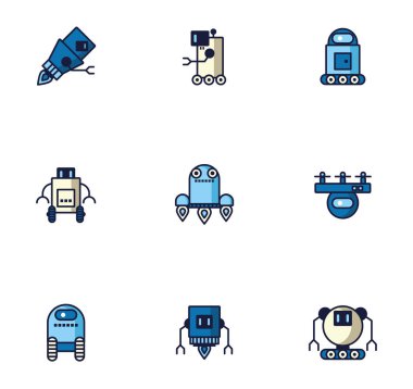 Bir yığın robot cyborg simgeleri